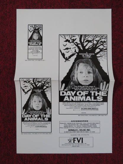 DAY OF THE ANIMALS PRESSKIT PAGES FILM VENTURES INTERNATIONAL C. GEORGE 1977 Rendezvous Cinema Movie posters