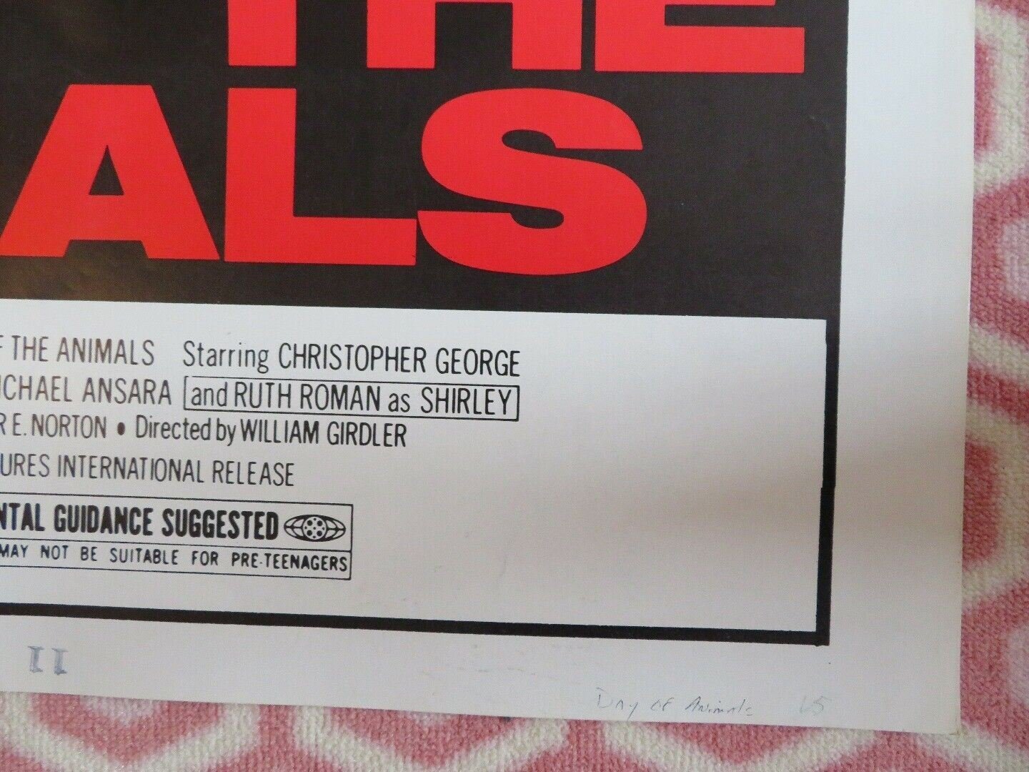 DAY OF THE ANIMALS US ONE SHEET POSTER LESLIE NIELSEN CHRISTOPHER GEORGE 1977 Movie posters