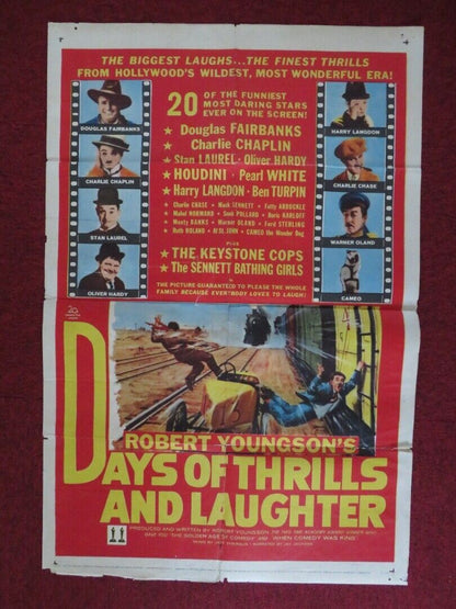 DAYS OF THRILLS AND LAUGHTER FOLDED U.S ONE SHEET POSTER CHARLIE CHAPLIN 1961 Movie posters