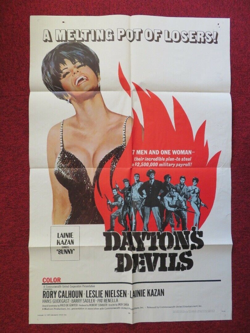 DAYTON'S DEVILS FOLDED US ONE SHEET POSTER RORY CALHOUN LESLIE NIELSEN 1968 Movie posters