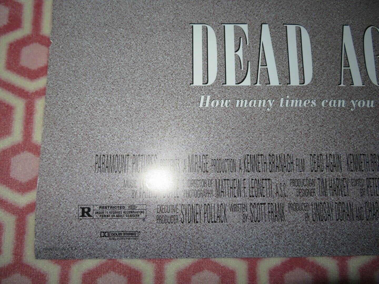 DEAD AGAIN US ONE SHEET ROLLED POSTER ANDY GARCIA 1991 - Rendezvous Cinema