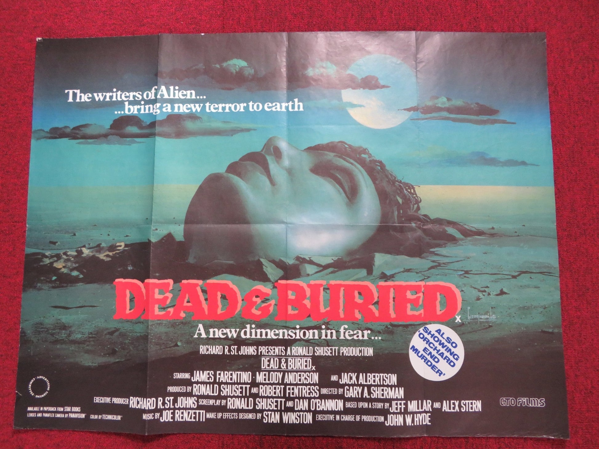 DEAD & BURIED UK QUAD POSTER FOLDED JAMES FARENTINO ROBERT ENGLUND 1981 Rendezvous Cinema Movie posters