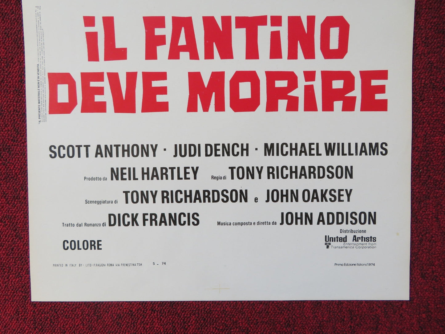 DEAD CERT ITALIAN LOCANDINA POSTER SCOTT ANTHONY JUDI DENCH 1974 Rendezvous Cinema Movie posters