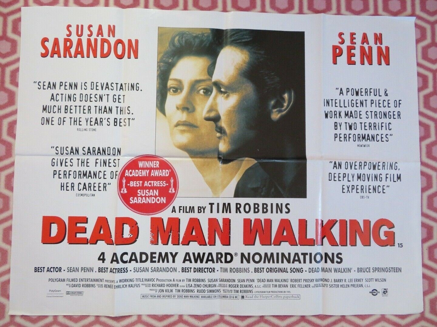DEAD MAN WALKING UK ORIGINAL QUAD POSTER SEAN PENN SUSAN SARANDON TIM ROBBINS - Rendezvous Cinema