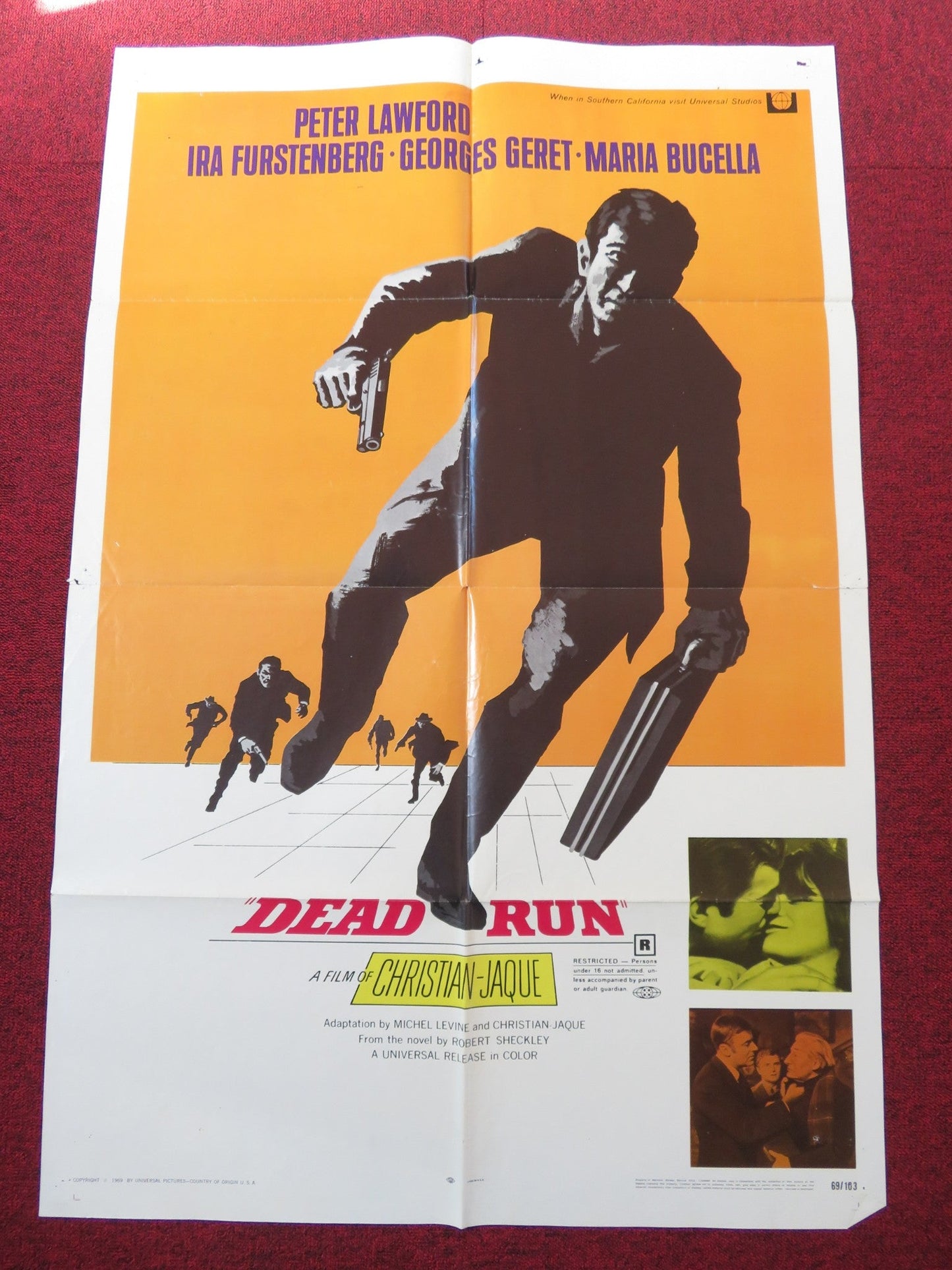DEAD RUN FOLDED US ONE SHEET POSTER PETER LAWFORD IRA VON FURSTENBERG 1969 Rendezvous Cinema Movie posters