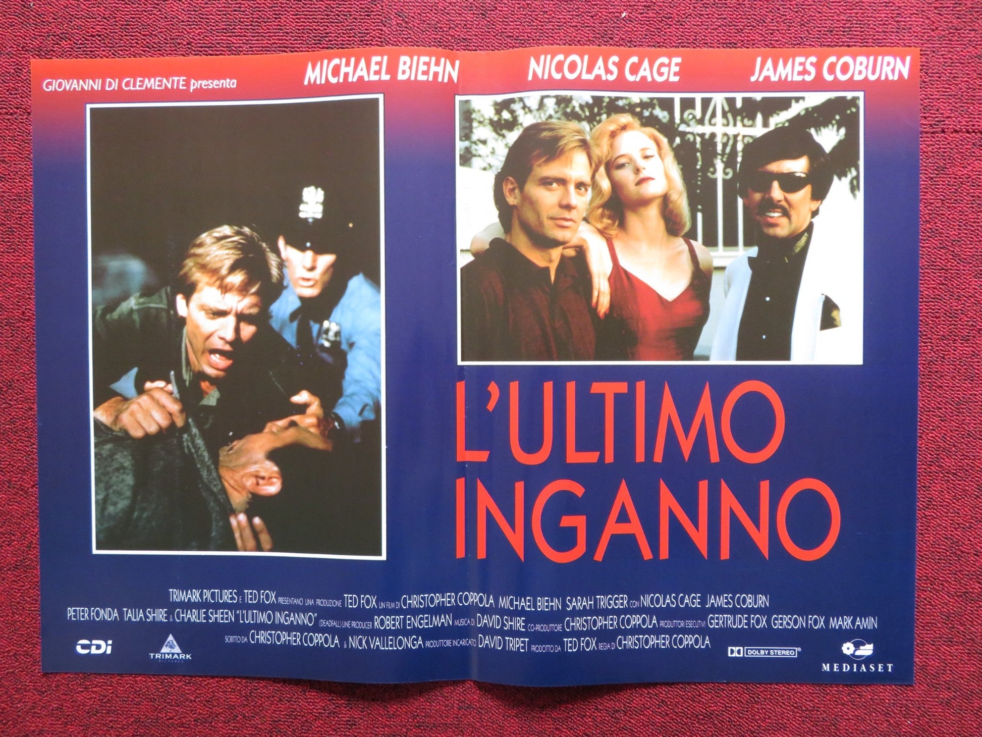 DEADFALL - D ITALIAN FOTOBUSTA POSTER NICOLAS CAGE JAMES COBURN 1993 Rendezvous Cinema Movie posters