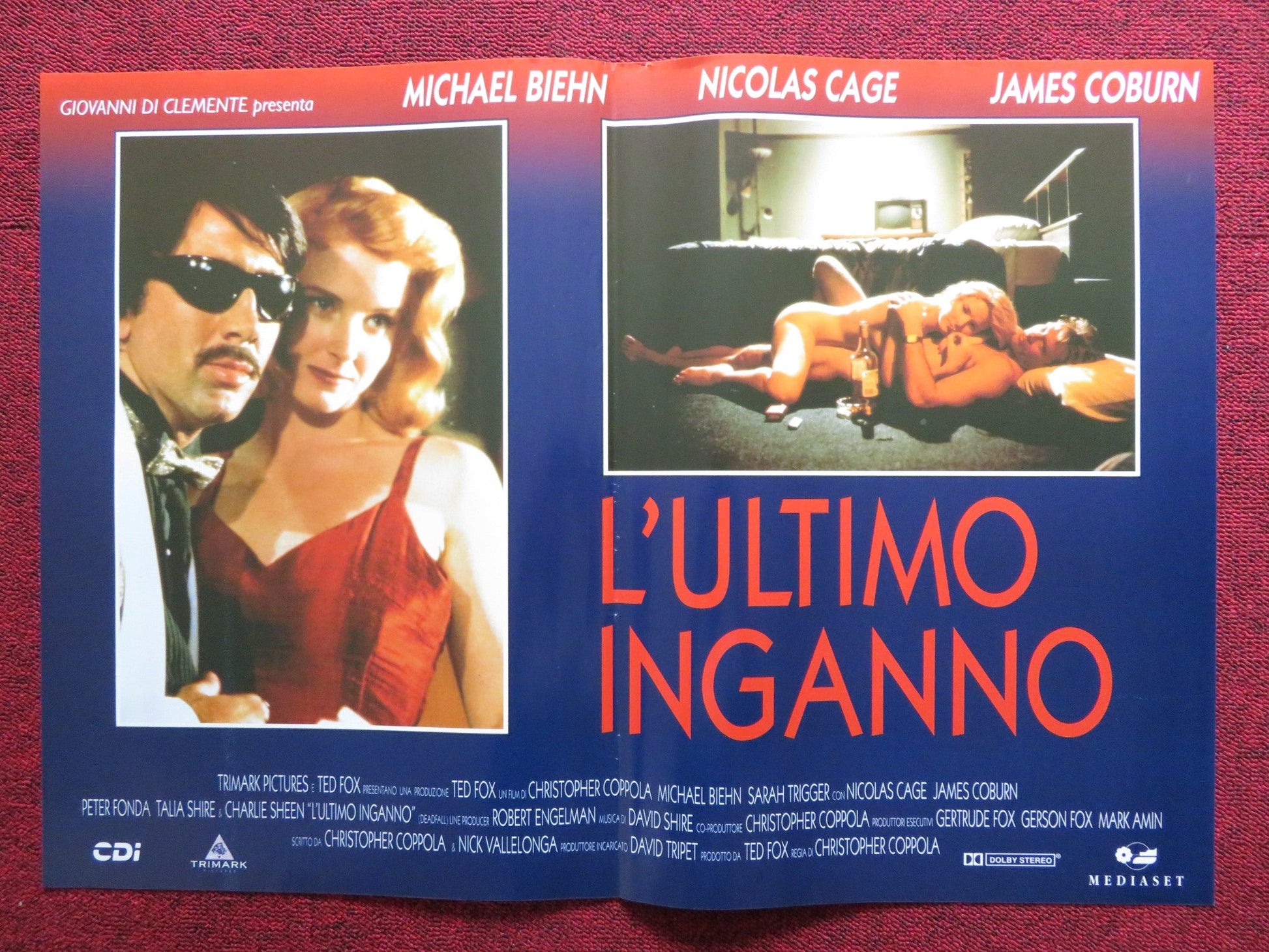 DEADFALL - F ITALIAN FOTOBUSTA POSTER NICOLAS CAGE JAMES COBURN 1993 Rendezvous Cinema Movie posters