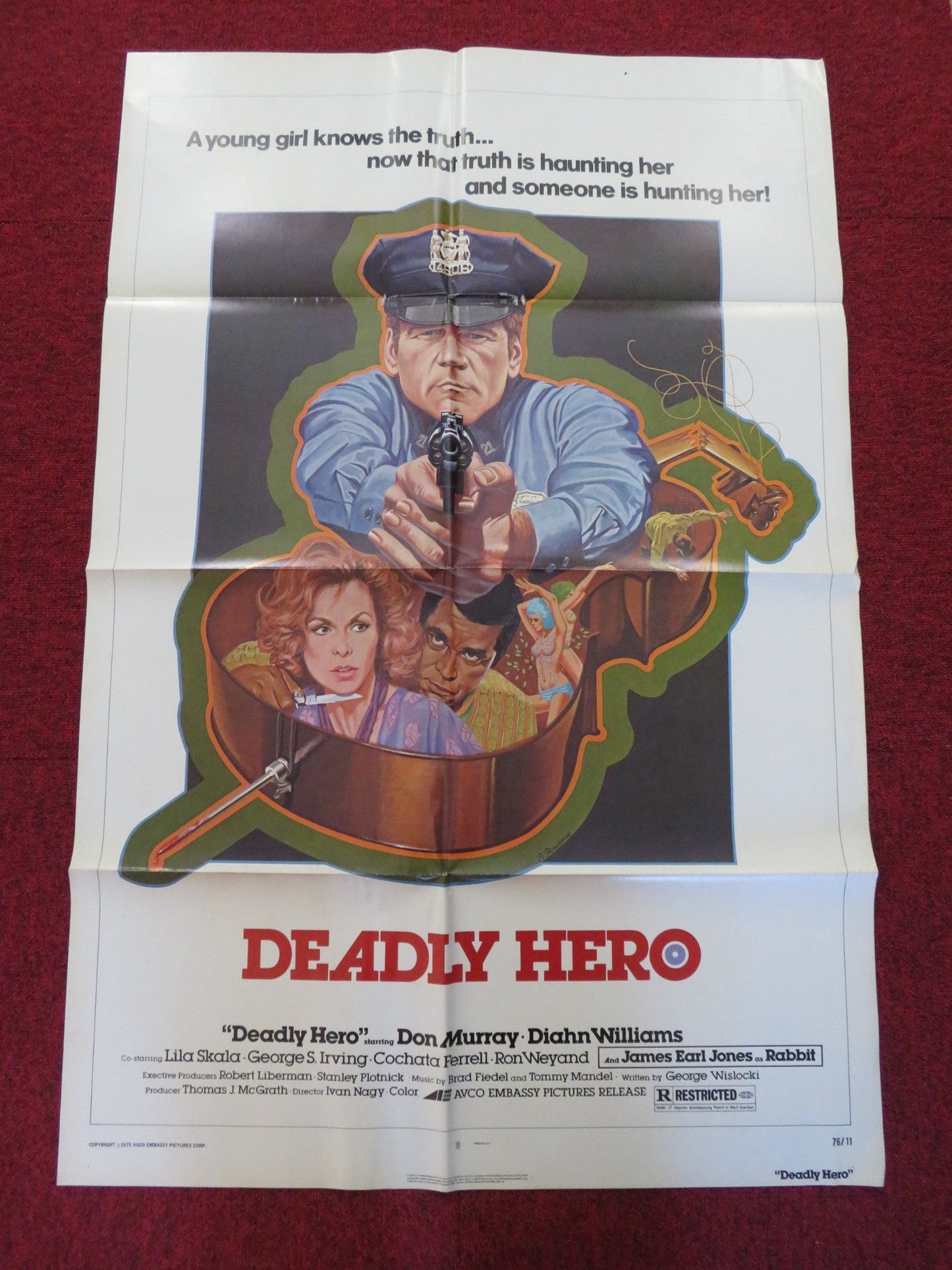 DEADLY HERO FOLDED US ONE SHEET POSTER DON MURRAY DIAHN WILLIAMS 1975 Rendezvous Cinema Movie posters