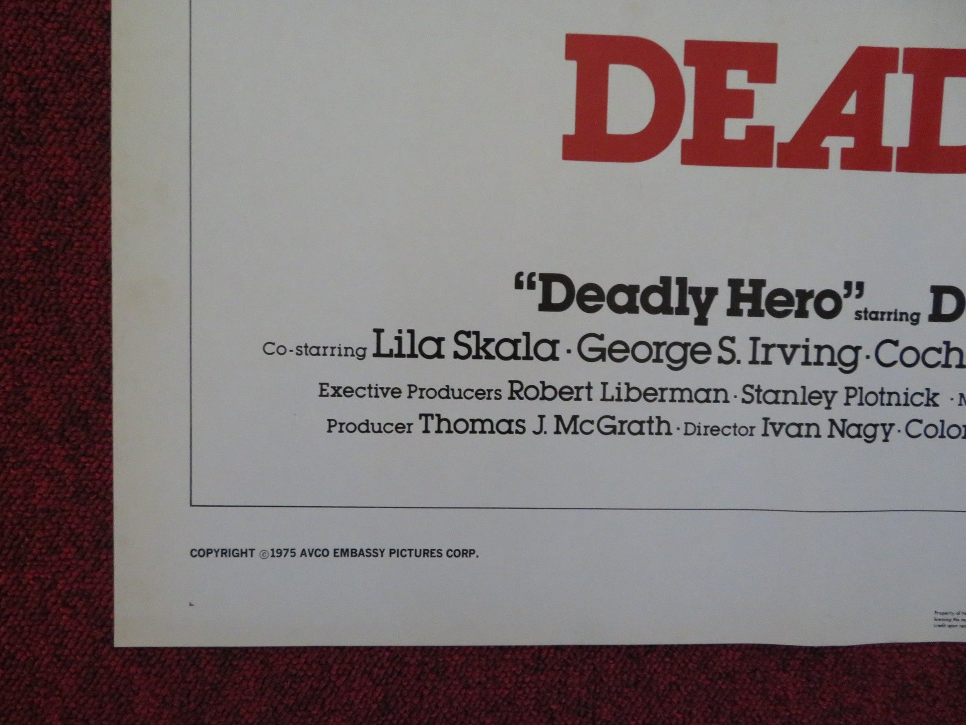 DEADLY HERO FOLDED US ONE SHEET POSTER DON MURRAY DIAHN WILLIAMS 1975 Rendezvous Cinema Movie posters