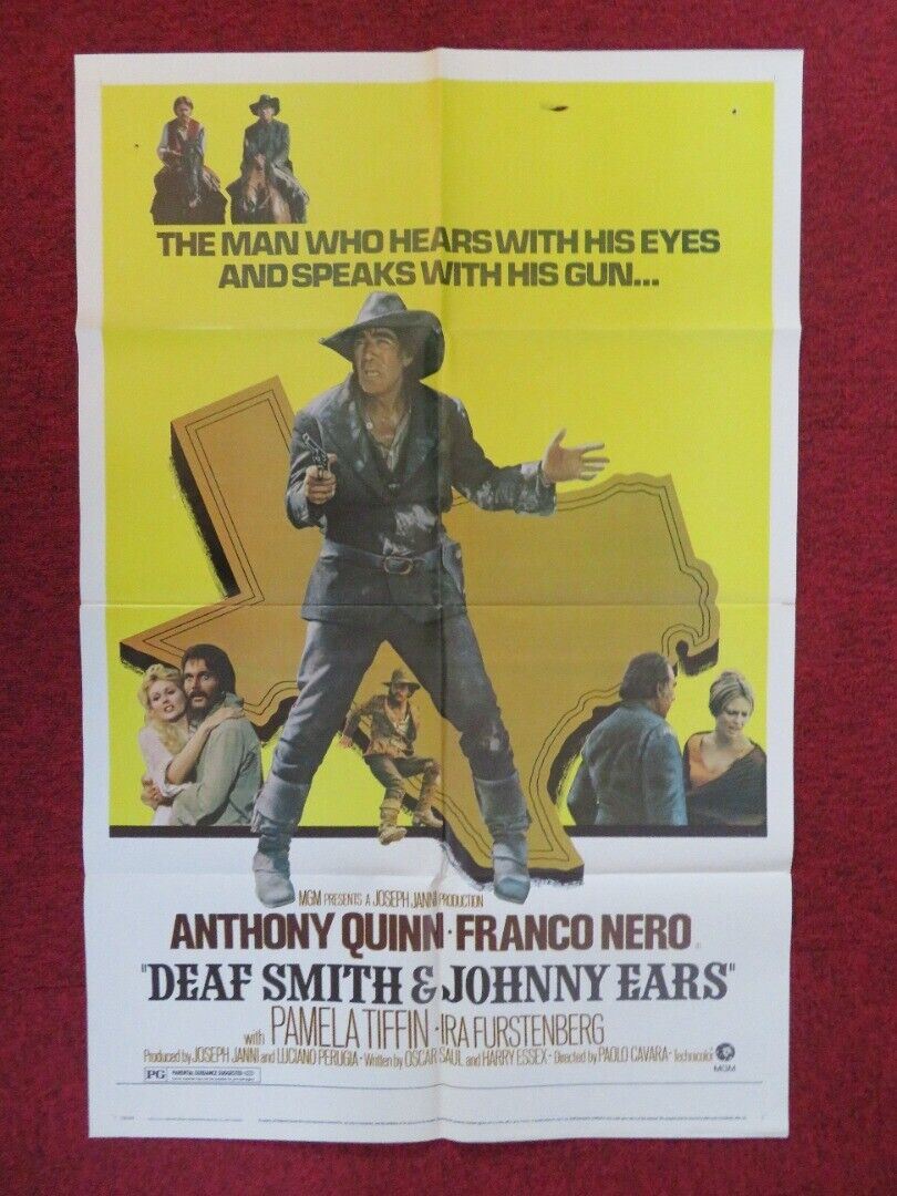 DEAF SMITH & JOHNNY EARS FOLDED US ONE SHEET POSTER ANTHONY QUINN FRANK NERO '73 Movie posters