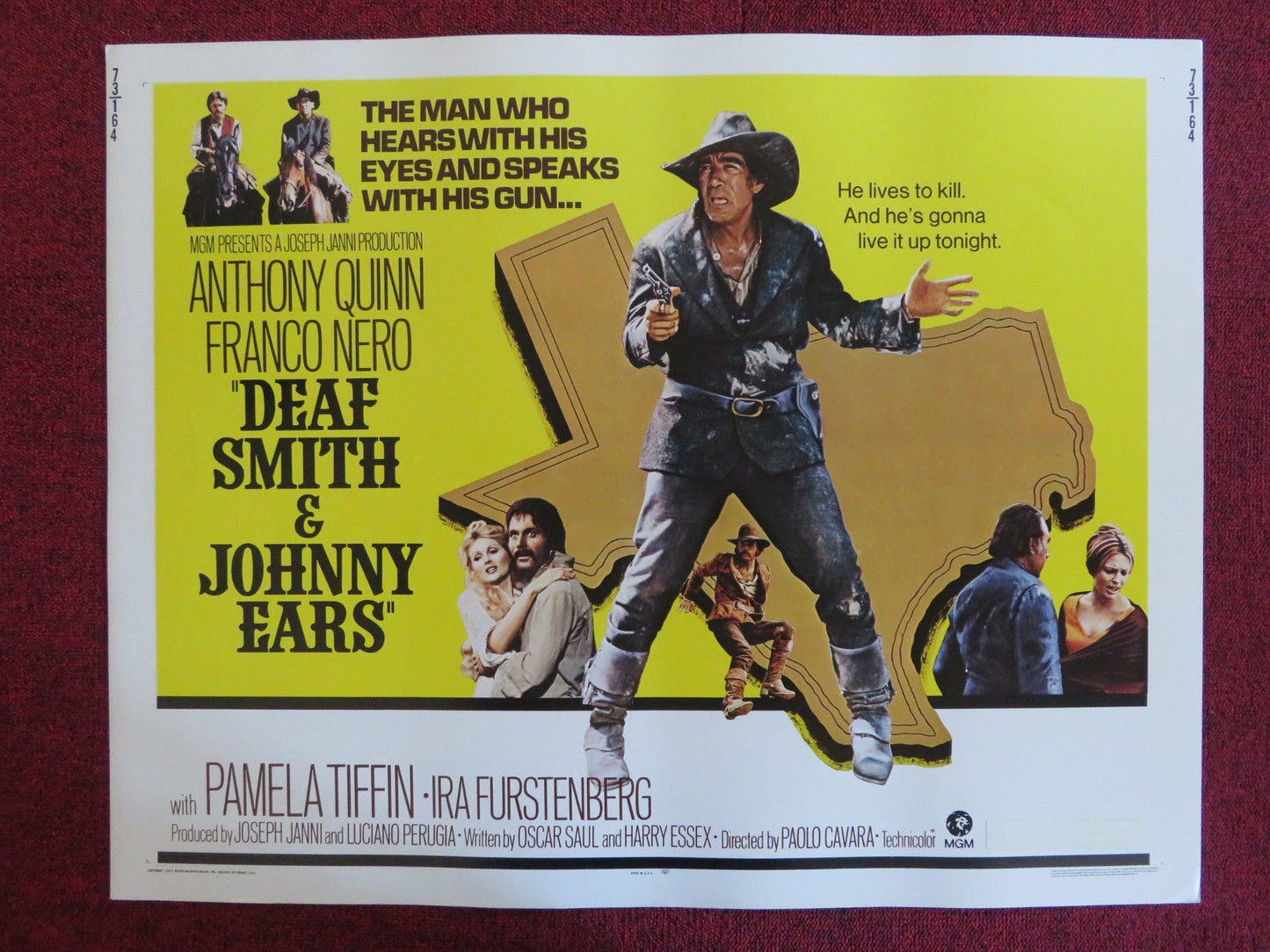 DEAF SMITH & JOHNNY EARS US HALF SHEET (22"x 28") POSTER ANTHONY QUINN NERO 1973 Rendezvous Cinema Movie posters