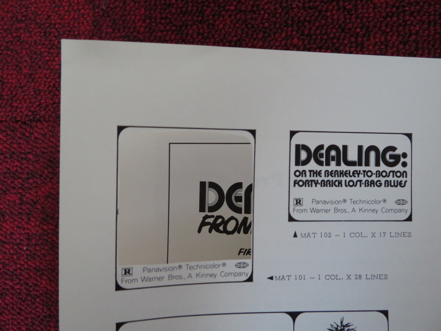 DEALING: OR THE BERKELEY TO BOSTON.. - PRESSBOOK CUT WARNER BROS. 1972 Rendezvous Cinema Movie posters