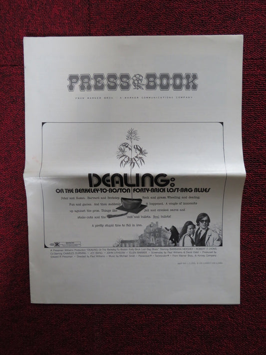 DEALING: OR THE BERKELEY TO BOSTON.. - PRESSBOOK CUT WARNER BROS. 1972 Rendezvous Cinema Movie posters