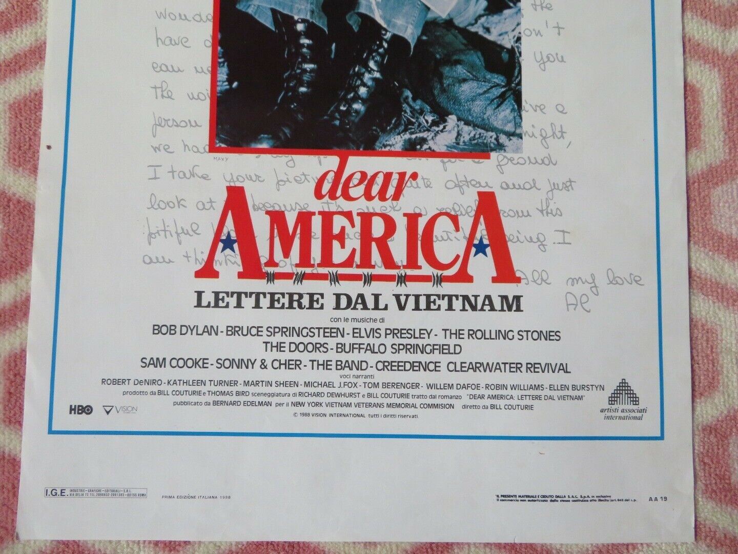 DEAR AMERICA: Letters from home ITALIAN LOCANDINA (27.5"x13.5") POSTER 1988 Movie posters