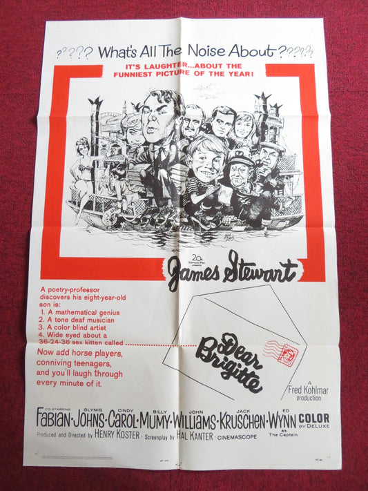 DEAR BRIGITTE FOLDED US ONE SHEET POSTER JAMES STEWART GLYNIS JOHNS 1965 Rendezvous Cinema Movie posters