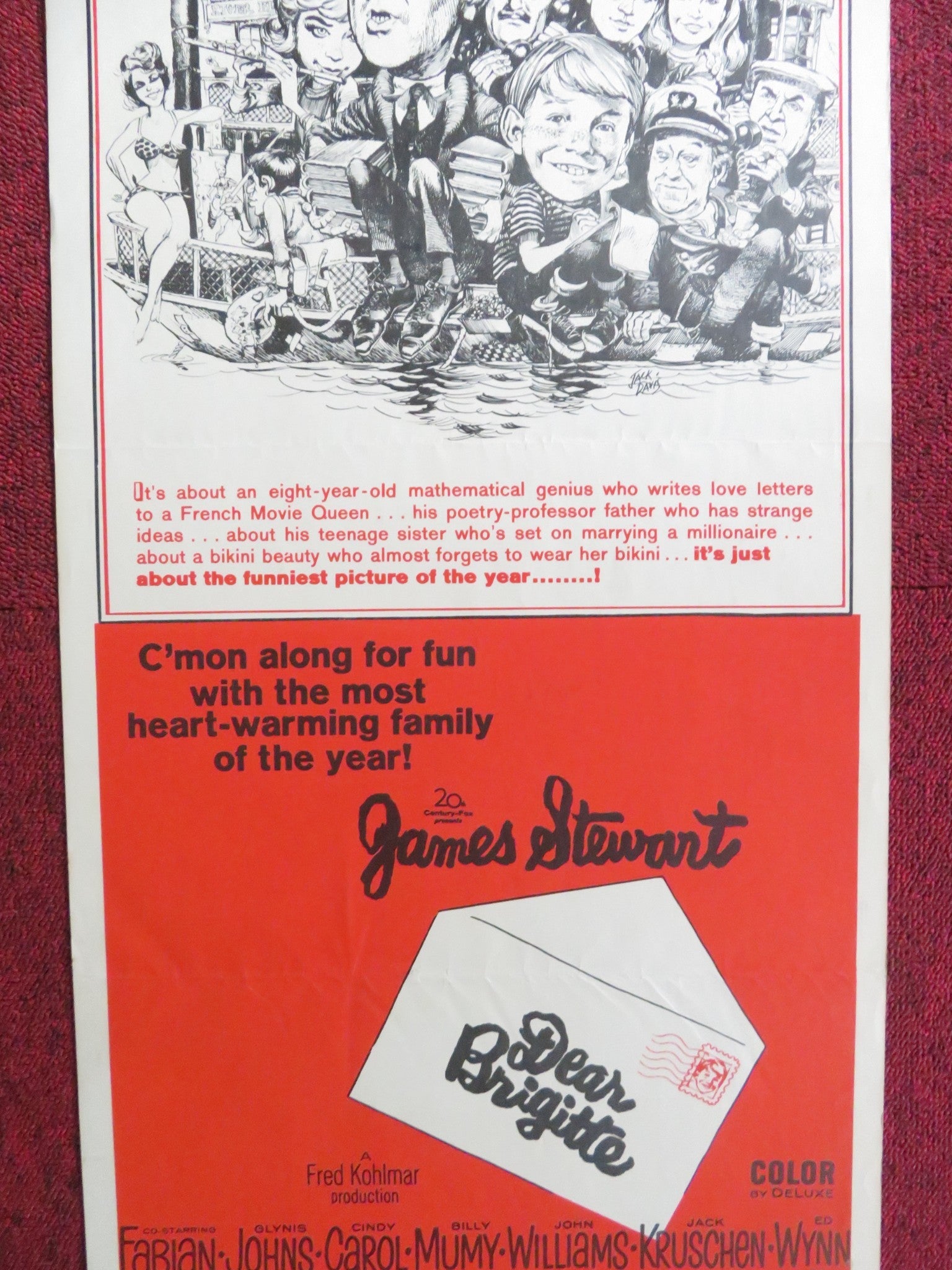 DEAR BRIGITTE US INSERT (14"x 36") POSTER JAMES STEWAR FABIAN GLYNIS JOHNS 1965 Rendezvous Cinema Movie posters