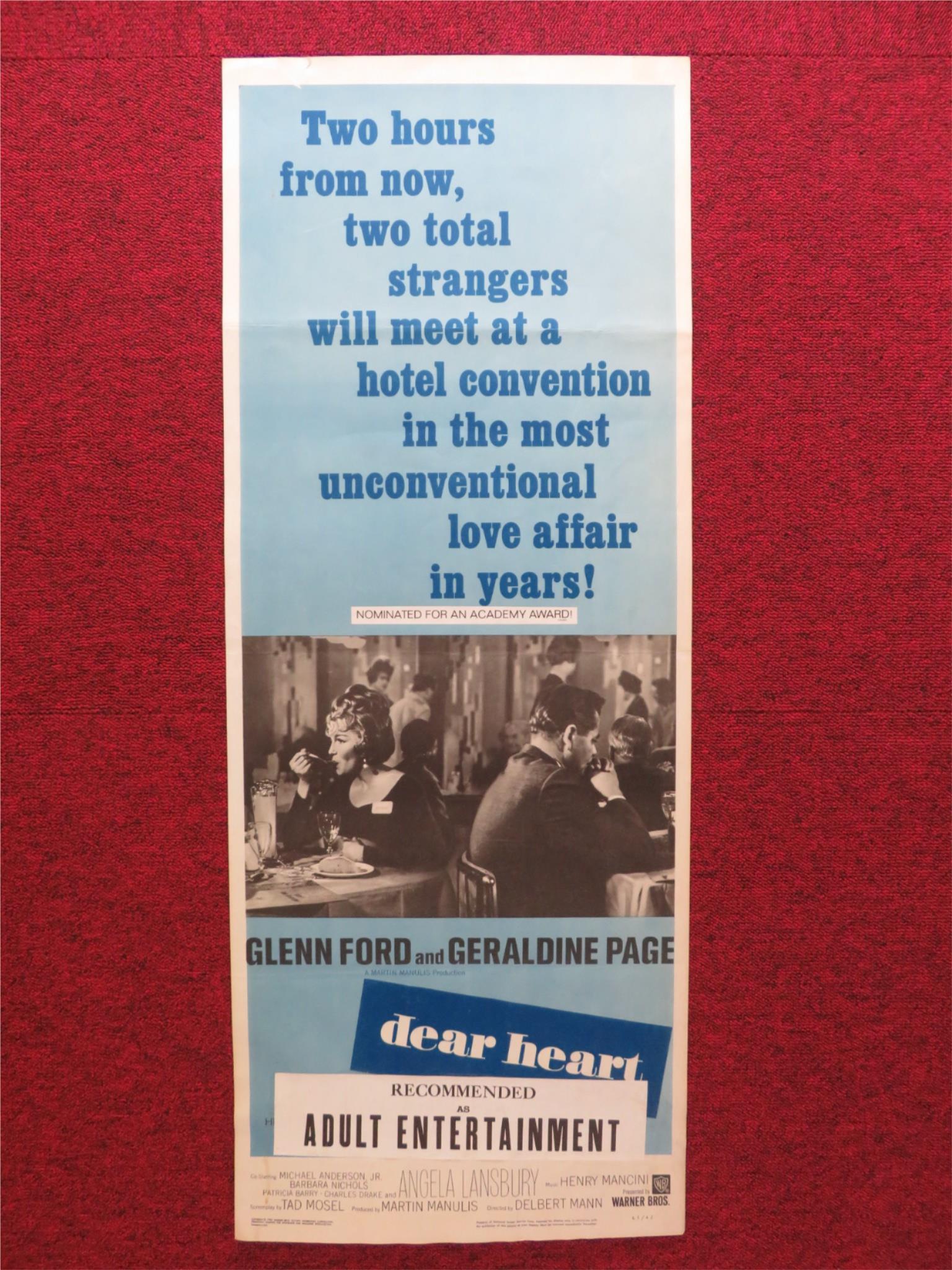 DEAR HEART US INSERT (14"x 36") POSTER GLENN FORD GERALDINE PAGE 1965 Rendezvous Cinema Movie posters