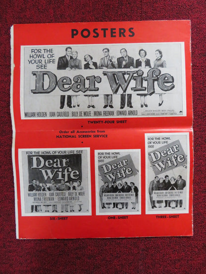 DEAR WIFE UNCUT FOLDED PRESS BOOK WILLIAM HOLDEN JOAN CAULFIELD 1950 Rendezvous Cinema Movie posters