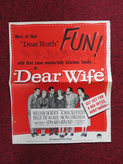 DEAR WIFE UNCUT FOLDED PRESS BOOK WILLIAM HOLDEN JOAN CAULFIELD 1950 Rendezvous Cinema Movie posters