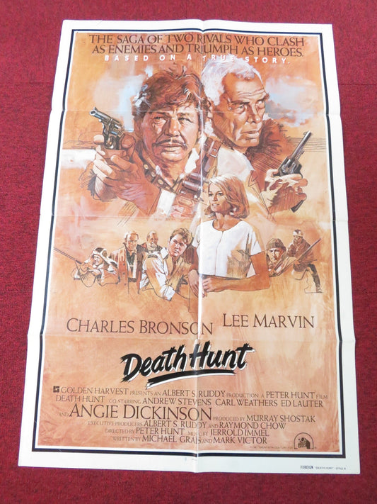 DEATH HUNT - STYLE B FOLDED US ONE SHEET POSTER CHARLES BRONSON LEE MARVIN 1981 Rendezvous Cinema Movie posters