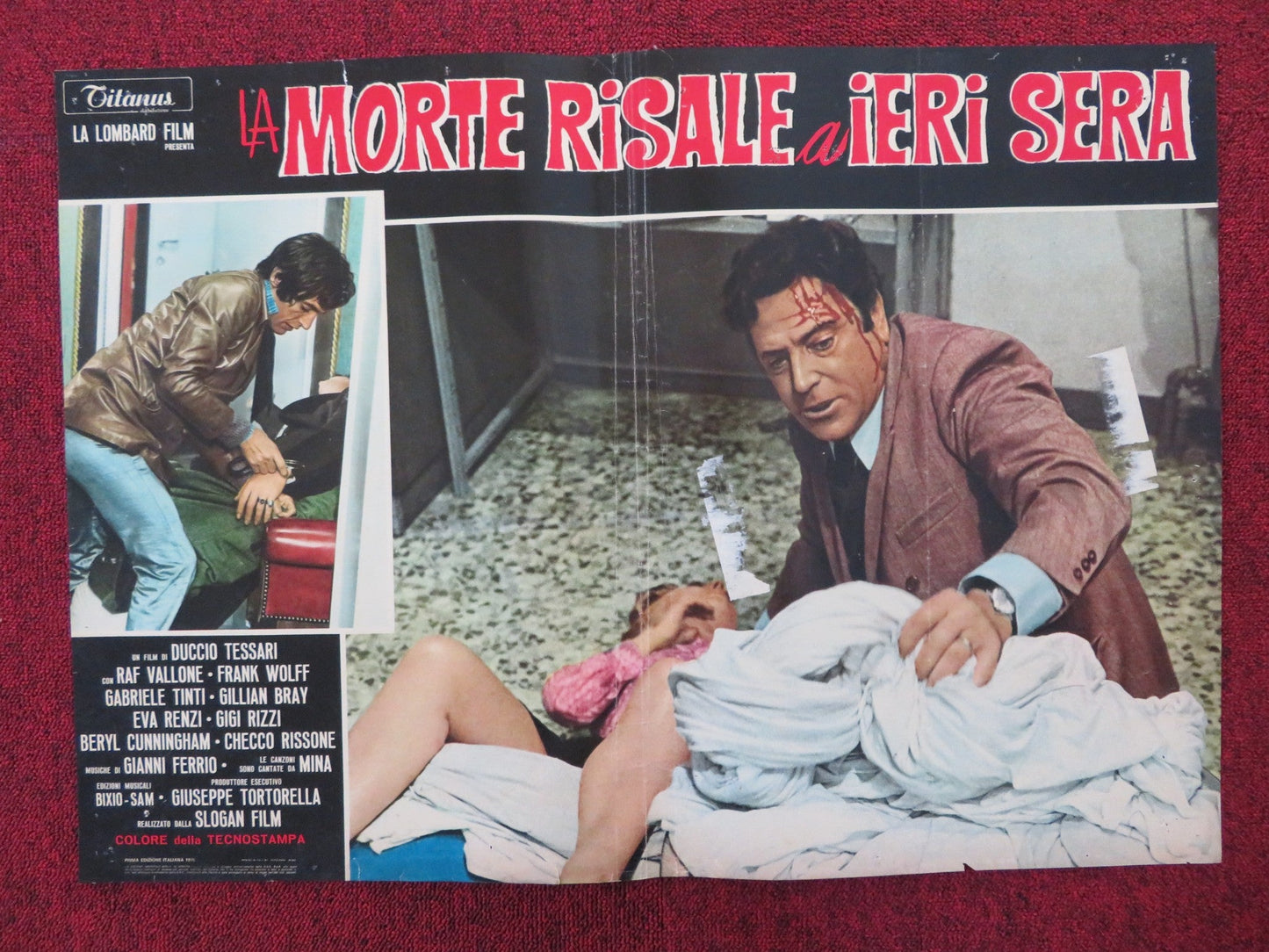 DEATH OCCURRED LAST NIGHT - B ITALIAN FOTOBUSTA POSTER RAF VALLONE F WOLFF 1970 Rendezvous Cinema Movie posters