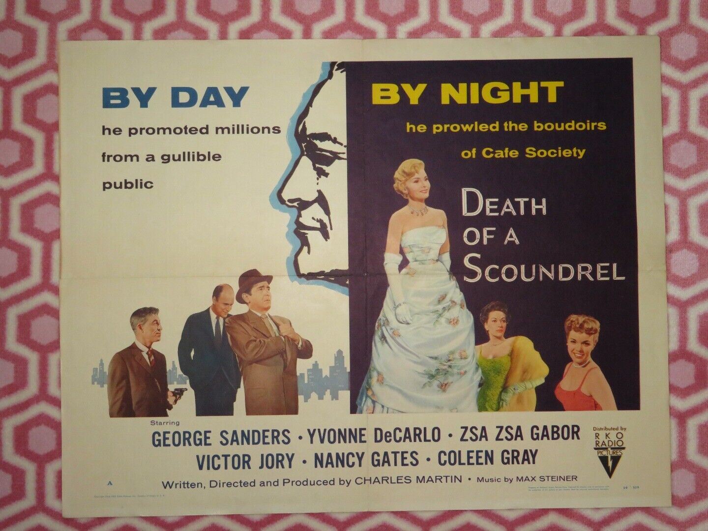 DEATH OF A SCOUNDREL US HALF SHEET (22"x 28") POSTER GEORGE SANDERS 1956 Movie posters