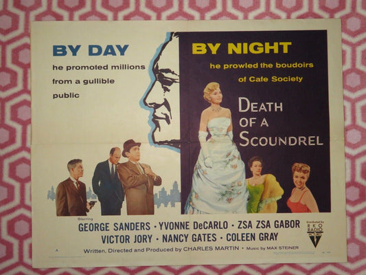 DEATH OF A SCOUNDREL US HALF SHEET (22"x 28") POSTER GEORGE SANDERS 1956 Movie posters