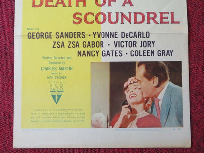 DEATH OF A SCOUNDREL US INSERT (14"x 36") POSTER GEORGE SANDERS YVONNE 1956 Movie posters