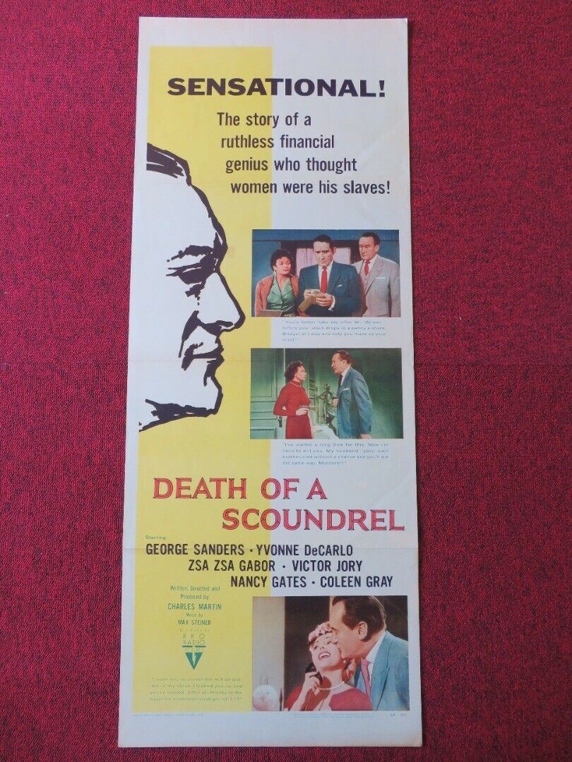 DEATH OF A SCOUNDREL US INSERT (14"x 36") POSTER GEORGE SANDERS YVONNE 1956 Movie posters