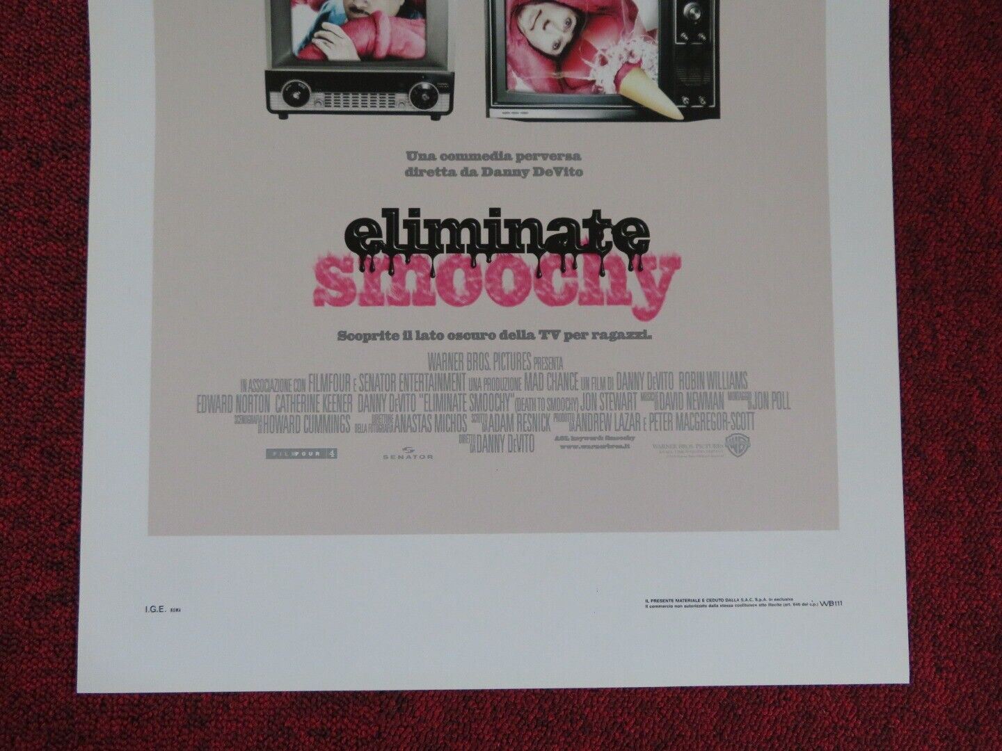 DEATH TO SMOOCHY ITALIAN LOCANDINA (27.5"x13") POSTER DANNY DE VITO 2002 Movie posters