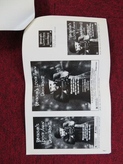 DEATH WISH II - FOLDED PRESSBOOK UNCUT FILMWAYS PICTURES CHARLES BRONSON 1982 Rendezvous Cinema Movie posters