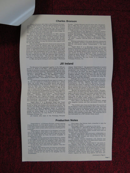 DEATH WISH II - FOLDED PRESSBOOK UNCUT FILMWAYS PICTURES CHARLES BRONSON 1982 Rendezvous Cinema Movie posters