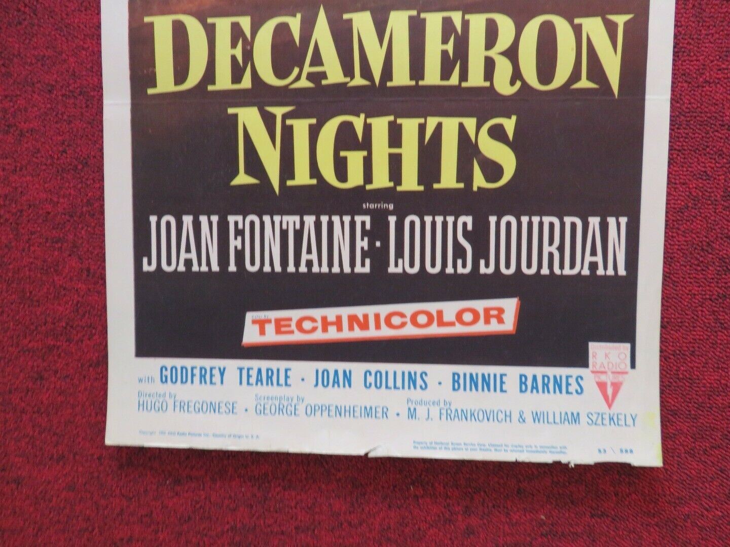 DECAMERON NIGHTS US INSERT (14"x 36") POSTER JOAN FONTAINE LOUIS JOURDAN 1953 Movie posters
