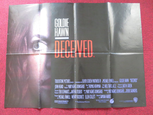 DECEIVED UK QUAD POSTER FOLDED GOLDIE HAWN DAMON REDFERN 1991 Rendezvous Cinema Movie posters