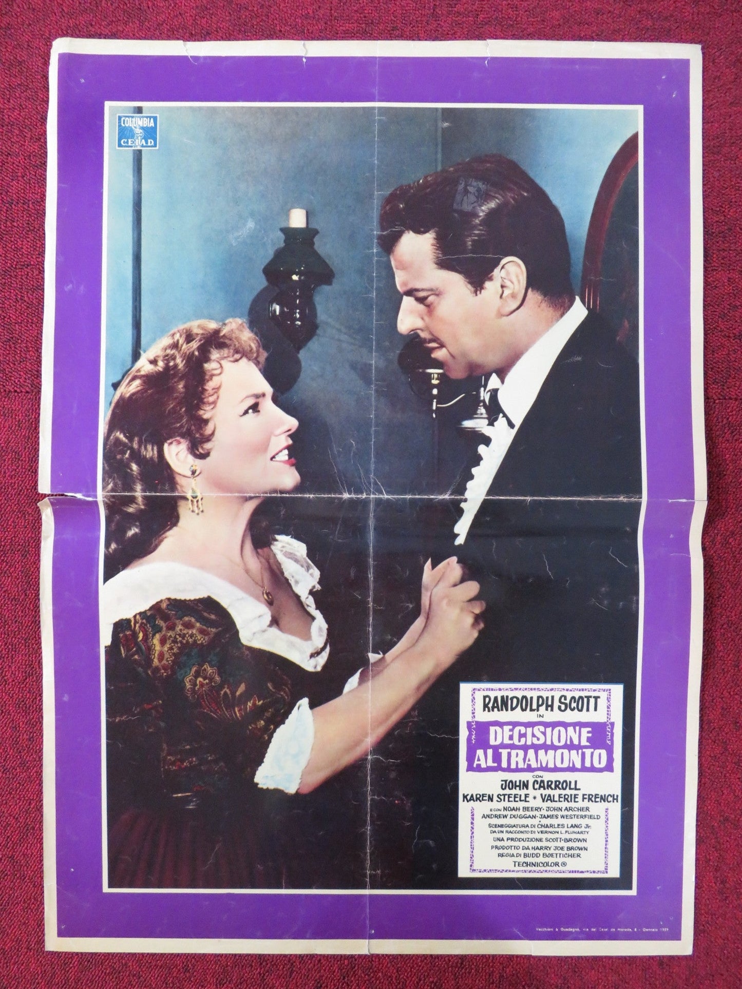 DECISION AT SUNDOWN ITALIAN FOTOBUSTA POSTER RANDOLPH SCOTT JOHN CARROLL 1959 Rendezvous Cinema Movie posters