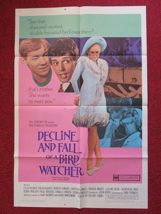 DECLINE & FALL OF A BIRD WATCHER FOLDED US ONE SHEET POSTER FELIX AYLMER 1969 - Rendezvous Cinema