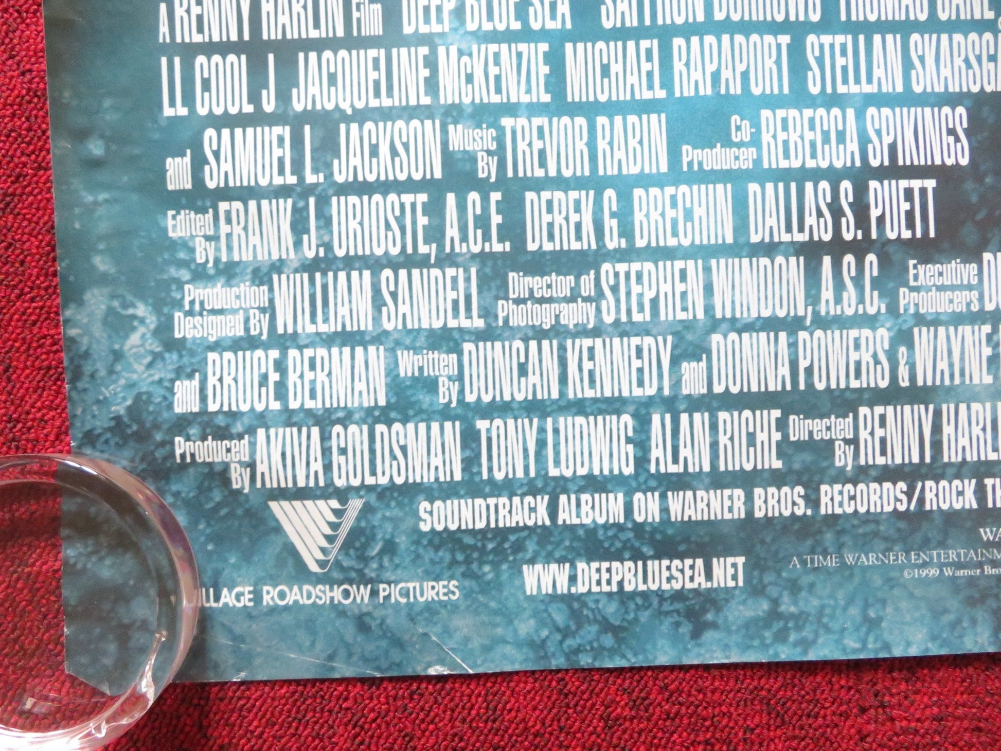 DEEP BLUE SEA UK QUAD (30"x 40") ROLLED POSTER SAMUEL L. JACKSON LL COOL J 1999 Rendezvous Cinema Movie posters