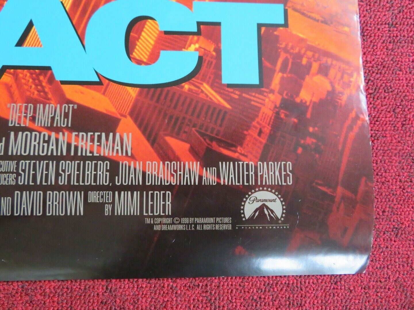 DEEP IMPACT US ONE SHEET ROLLED POSTER ELIJAH EOOD ROBERT DUVALL 1998 Movie posters