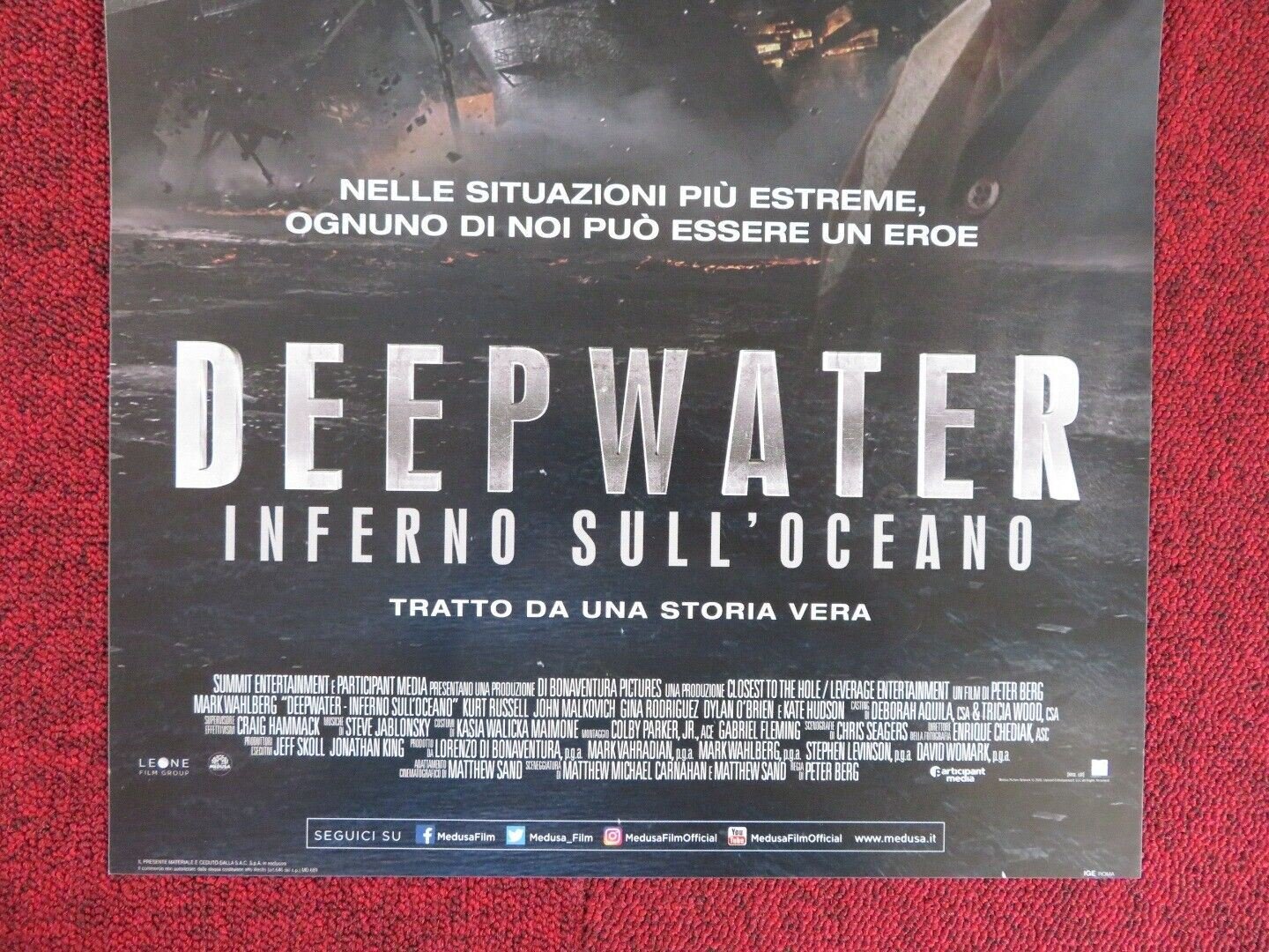 DEEPWATER HORIZON ITALIAN LOCANDINA (26.5"x12.5") POSTER MARK WAHLBERG 2016 Movie posters