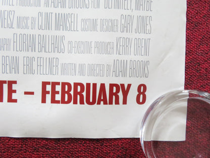 DEFINITELY, MAYBE UK QUAD ROLLED POSTER RYAN REYNOLDS ELIZABETH BANKS 2008 Rendezvous Cinema Movie posters