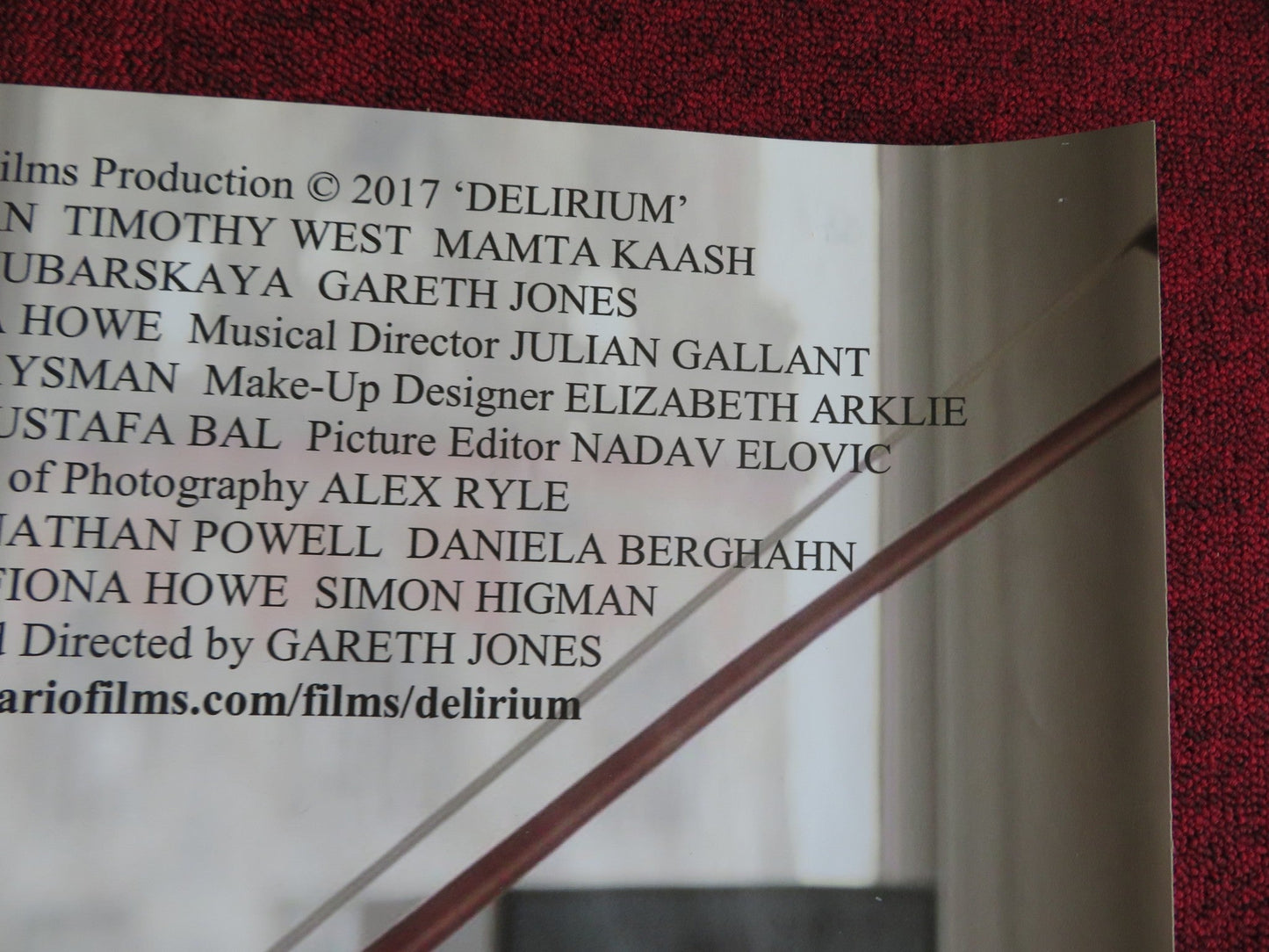 DELIRIUM UK QUAD (30"x 40") ROLLED POSTER CLARE GROGAN TIMOTHY WEST 2017 Rendezvous Cinema Movie posters