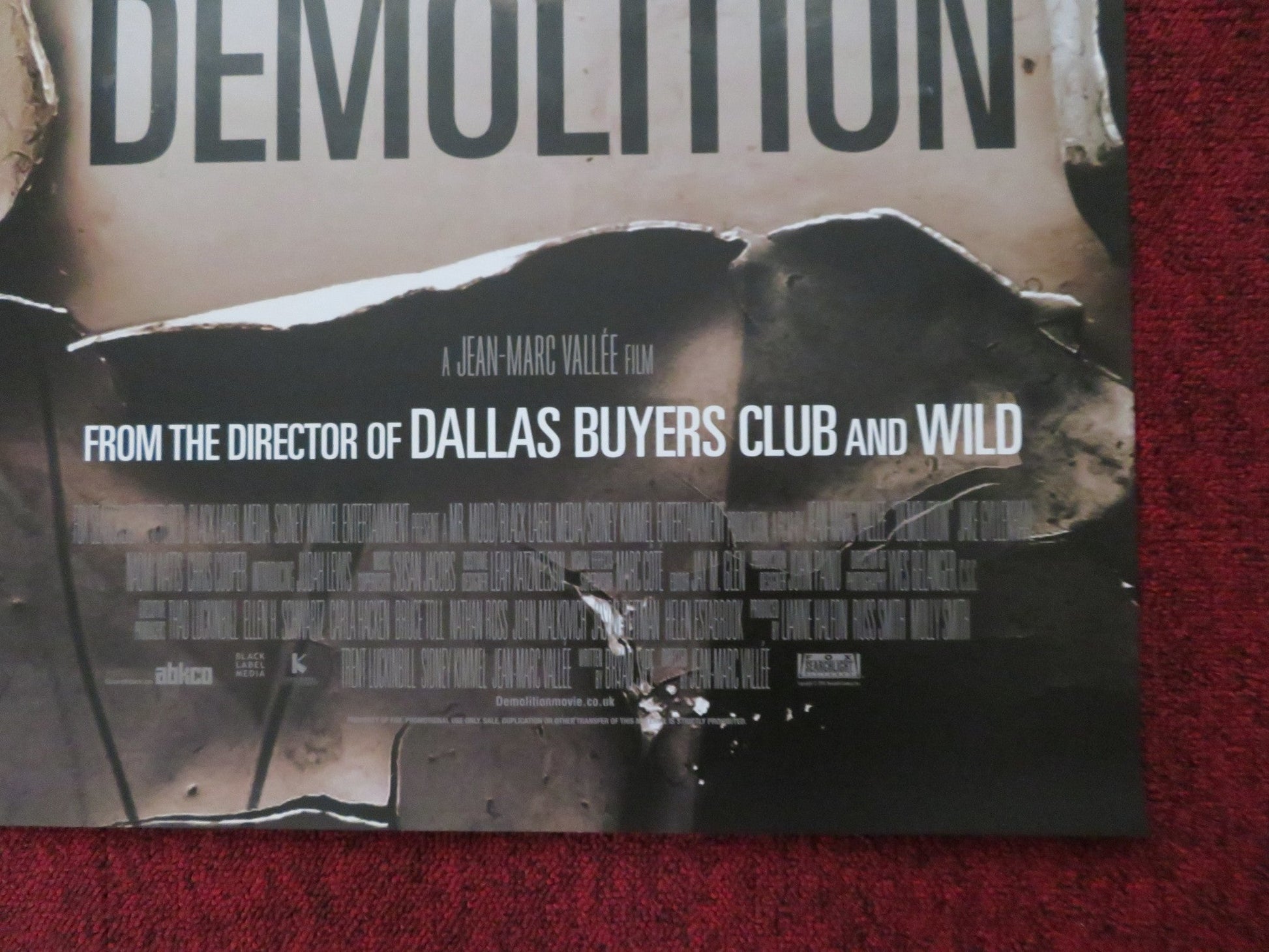 DEMOLITION UK ONE SHEET ROLLED POSTER JAKE GYLLENHAAL NAOMI WATTS 2015 Rendezvous Cinema Movie posters