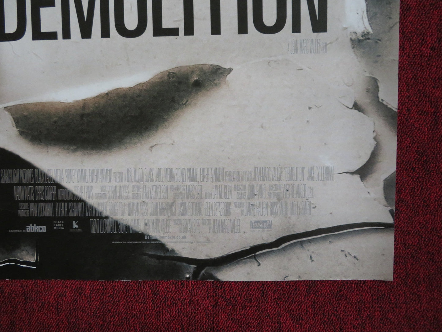 DEMOLITION UK QUAD (30"x 40") ROLLED POSTER JAKE GYLLENHAAL NAOMI WATTS 2015 Rendezvous Cinema Movie posters