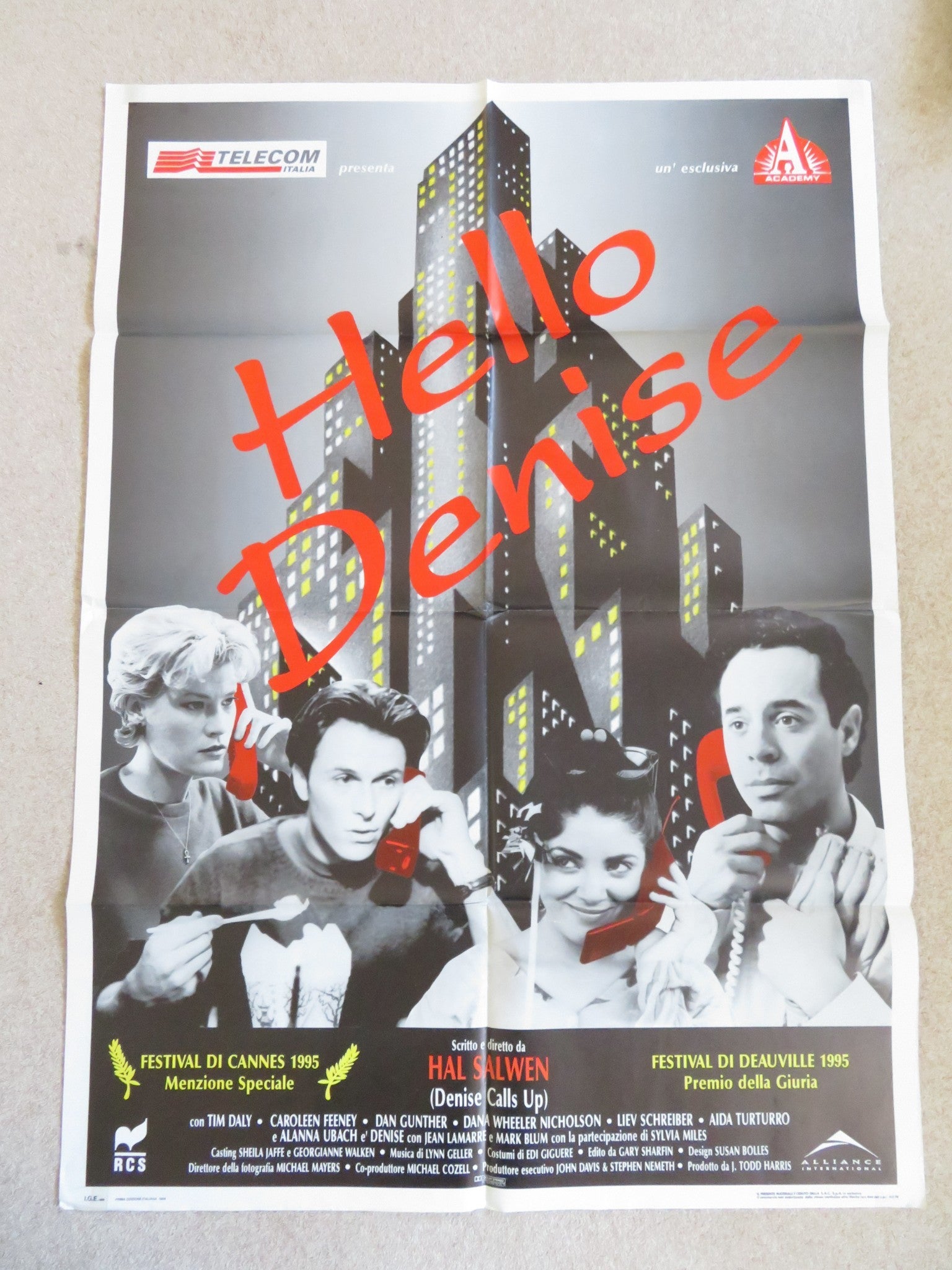 DENISE CALLS UP ITALIAN 2 FOGLIO POSTER TIM DALY CAROLEEN FEENEY 1995 Rendezvous Cinema Movie posters