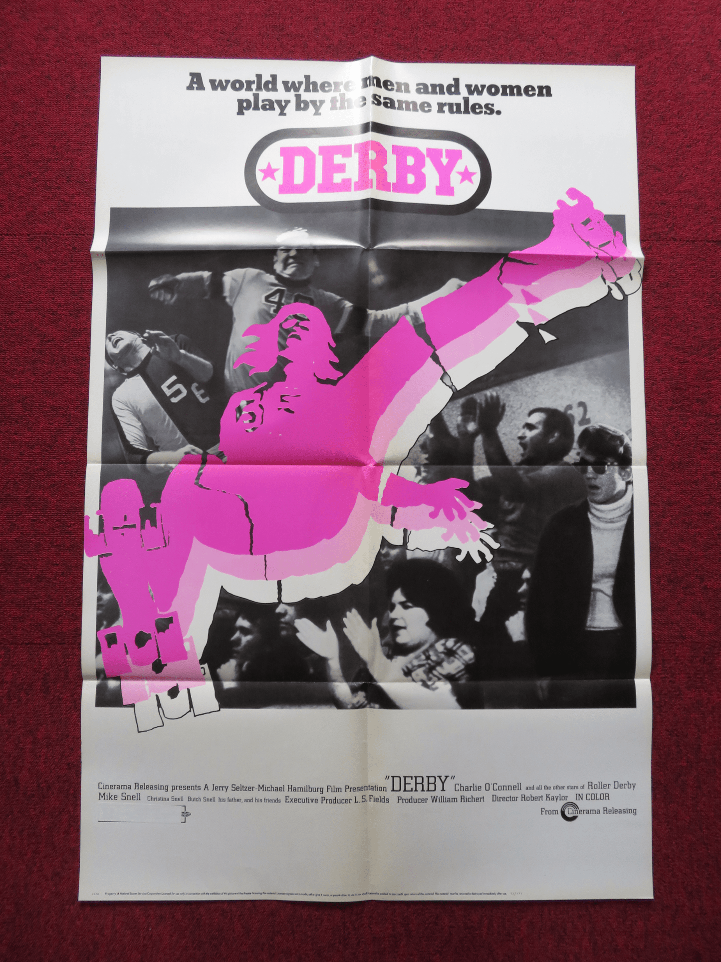 DERBY FOLDED US ONE SHEET POSTER CHARLIE O'CONNELL MICK SNELL 1971 Rendezvous Cinema Movie posters