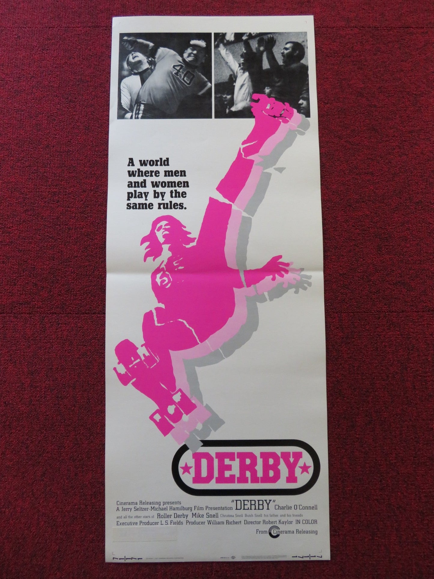 DERBY US INSERT (14"x 36") POSTER CHARLIE O'CONNELL 1971 Rendezvous Cinema Movie posters