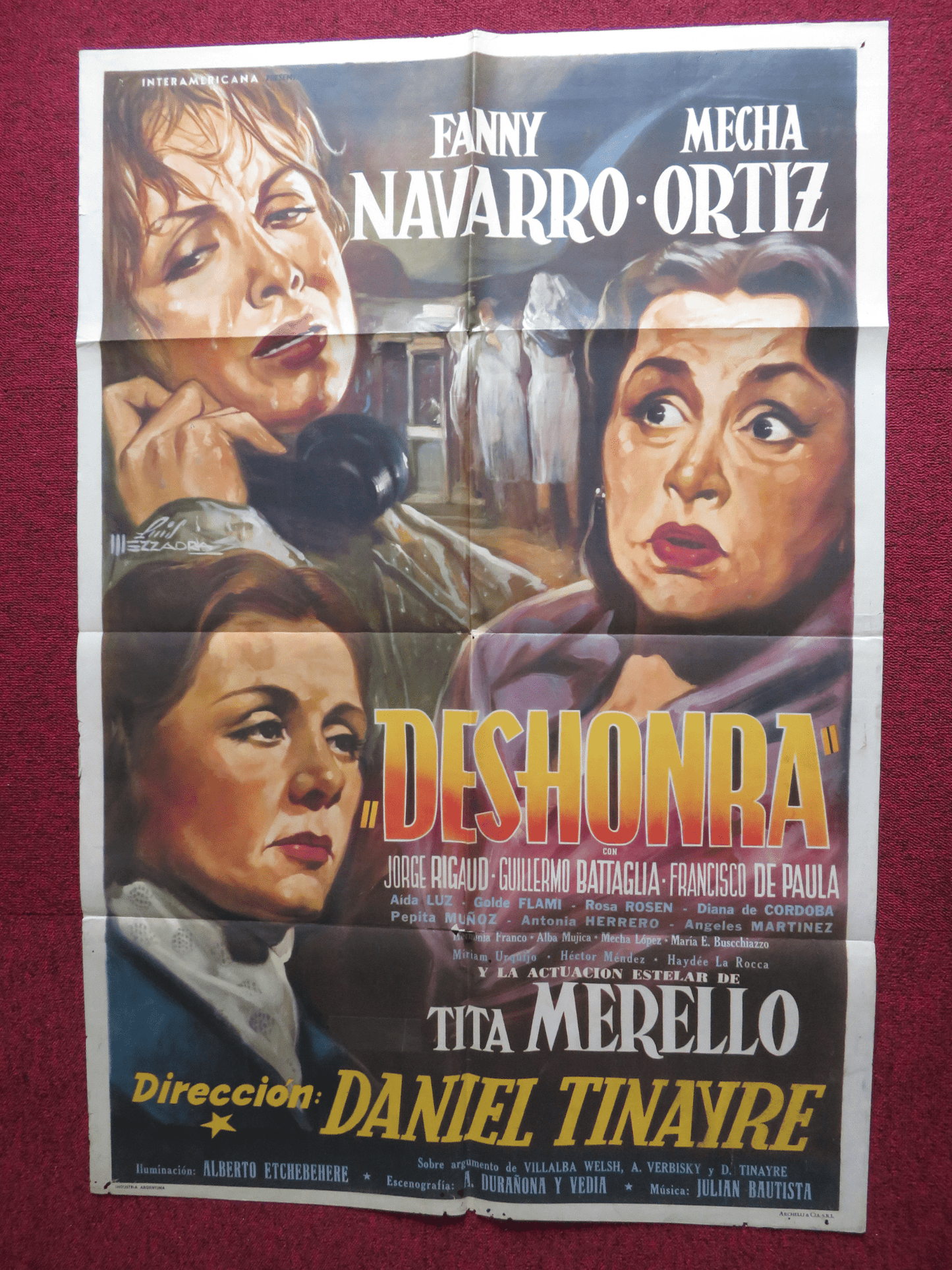 DESHONRA FOLDED ARGENTINA ONE SHEET POSTER FANNY NAVARRO MECHA ORTIZ 1952 Rendezvous Cinema Movie posters