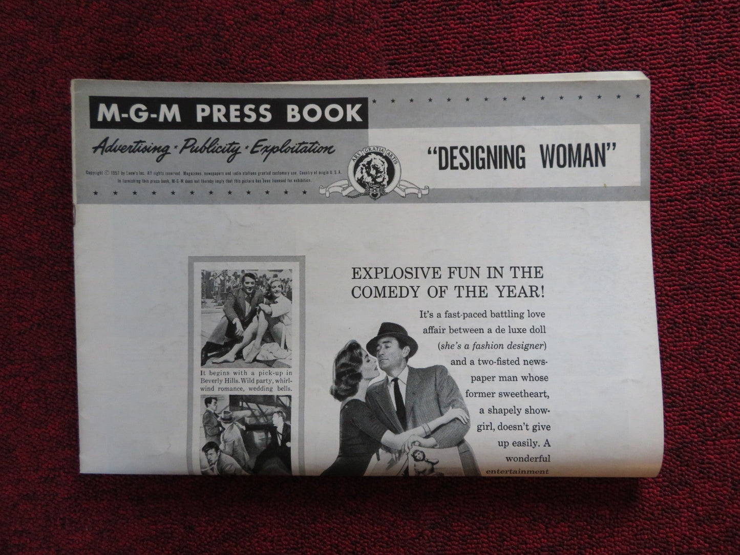 DESIGNING WOMAN CUT M.G.M FOLDED PRESS BOOK GREGORY PECK LAUREN BACALL 1957 Rendezvous Cinema Movie posters