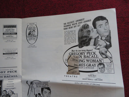 DESIGNING WOMAN CUT M.G.M FOLDED PRESS BOOK GREGORY PECK LAUREN BACALL 1957 Rendezvous Cinema Movie posters
