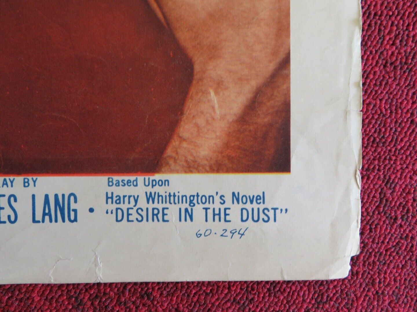 DESIRE IN THE DUST US HALF SHEET (22"x 28") POSTER RAYMOND BURR 1960 Movie posters